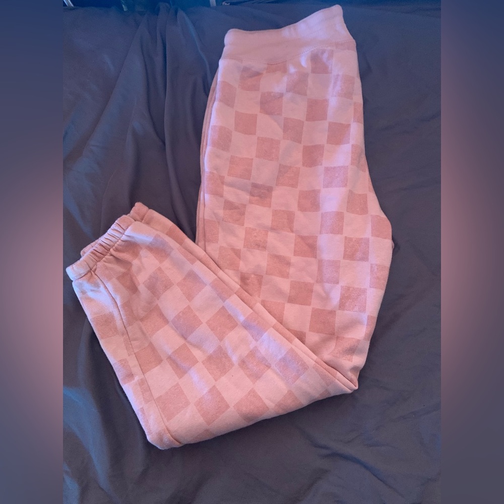 Gap pink checkered sweatpants